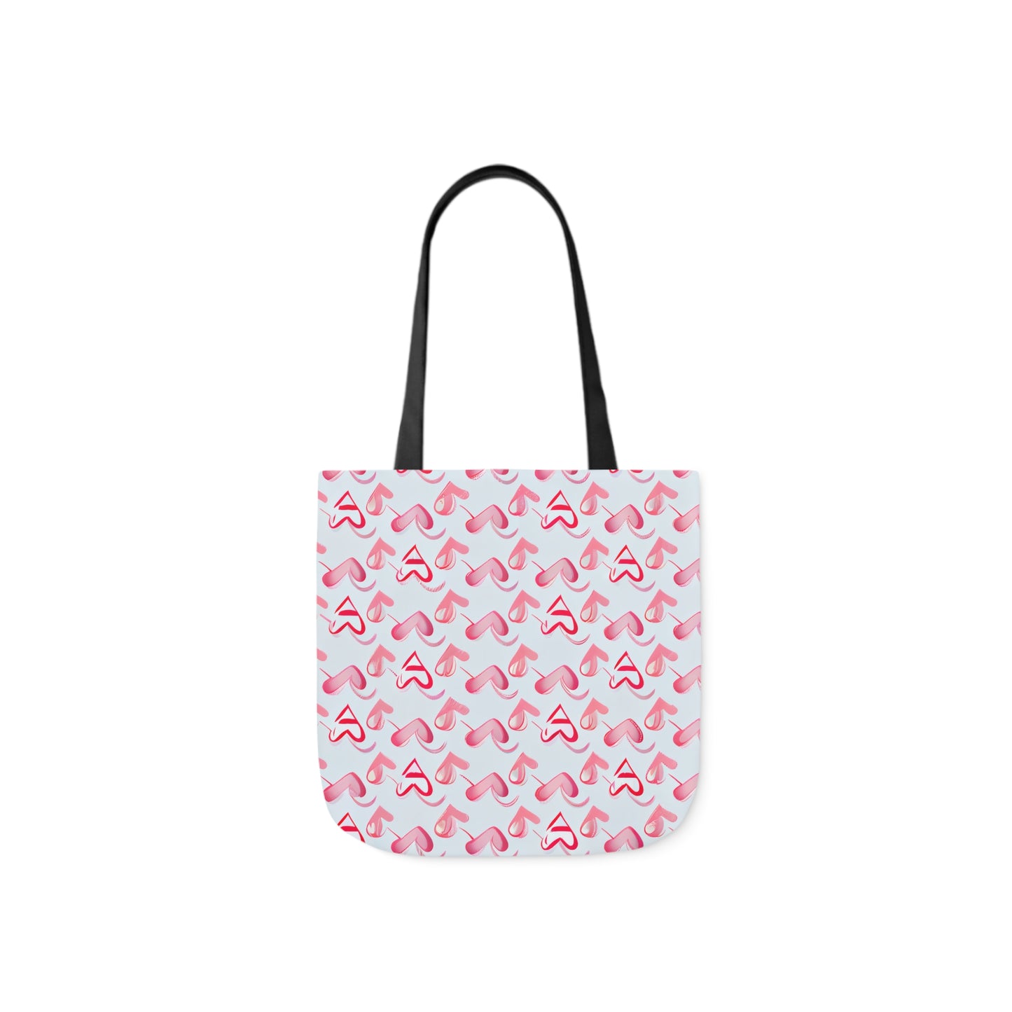 Pink Heart Polyester Canvas Tote Bag