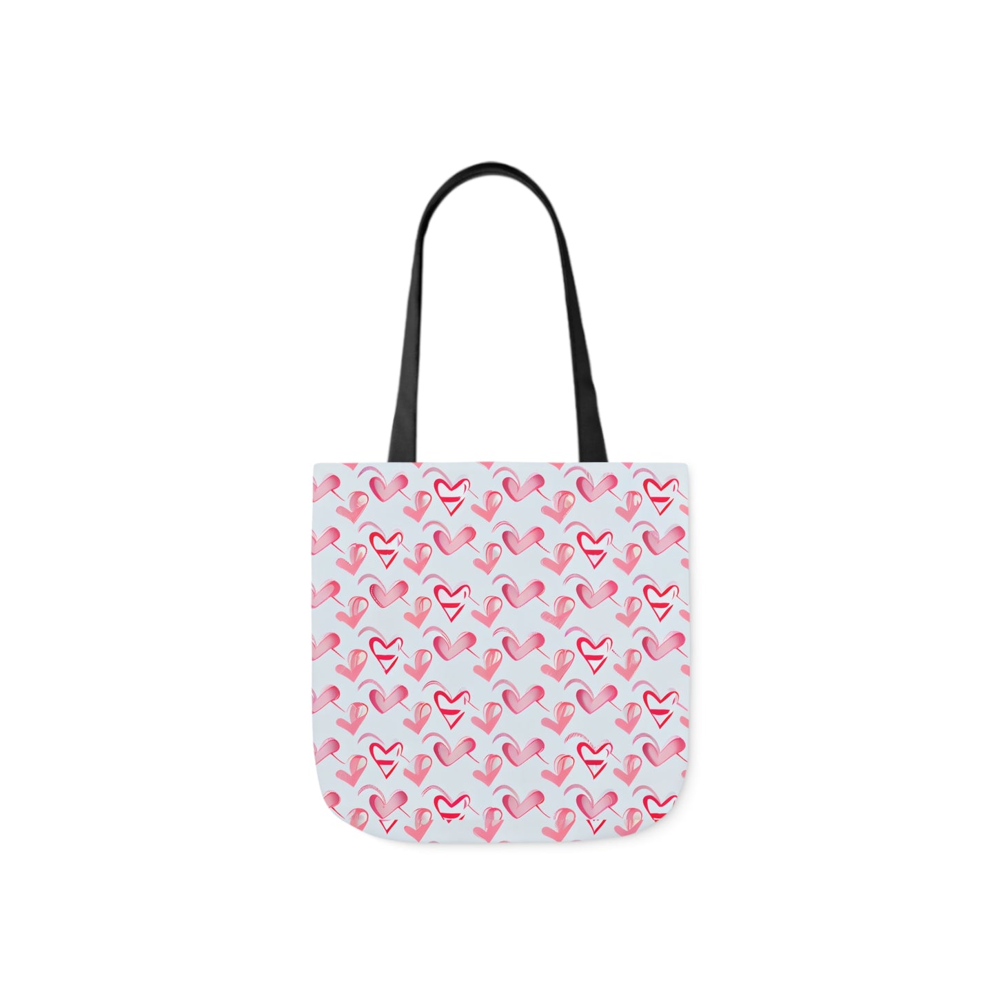 Pink Heart Polyester Canvas Tote Bag