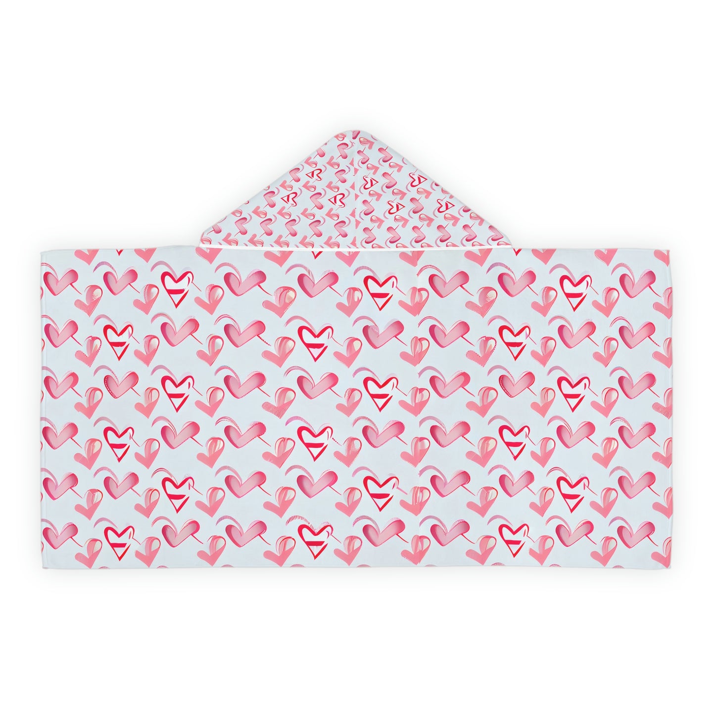 Pink Heart Youth Hooded Towel